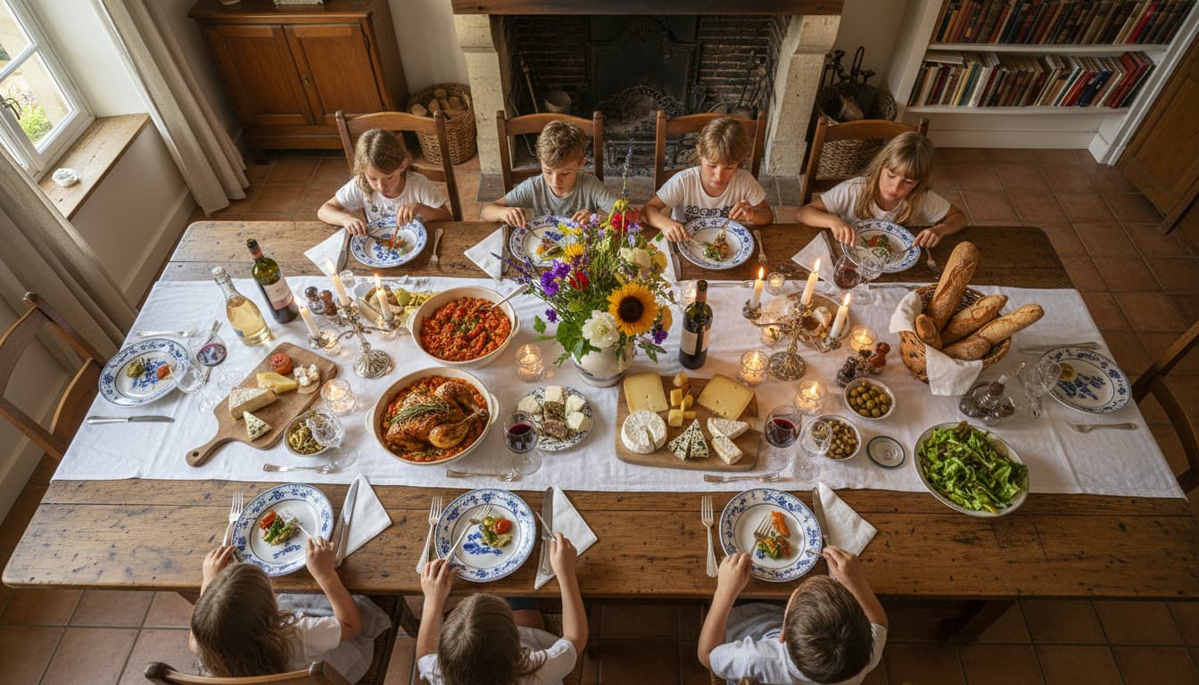 Repas partagé au sein d'une communauté d'hôtes