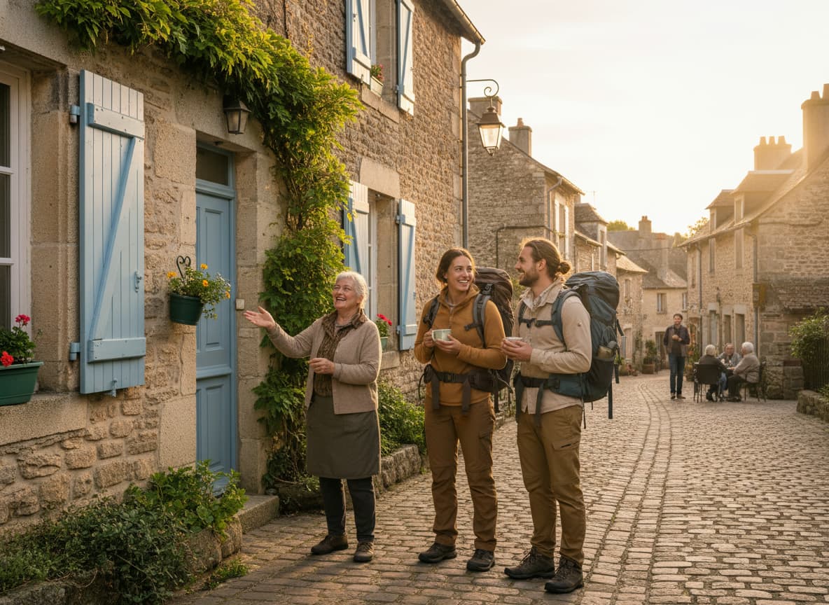 Voyageurs profitant d'une expérience authentique chez l'habitant